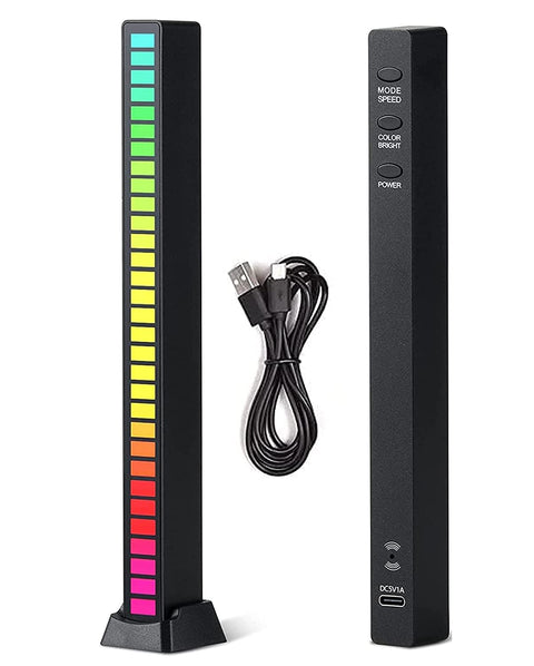 Smart Color RGB Light Bar, Voice Activated Pickup Rhythm, Bluetooth App Control Sounds Reactive Strips, Built-in 8 Display Highly Sensitive Sensor for Gaming Room Car Studio Decor