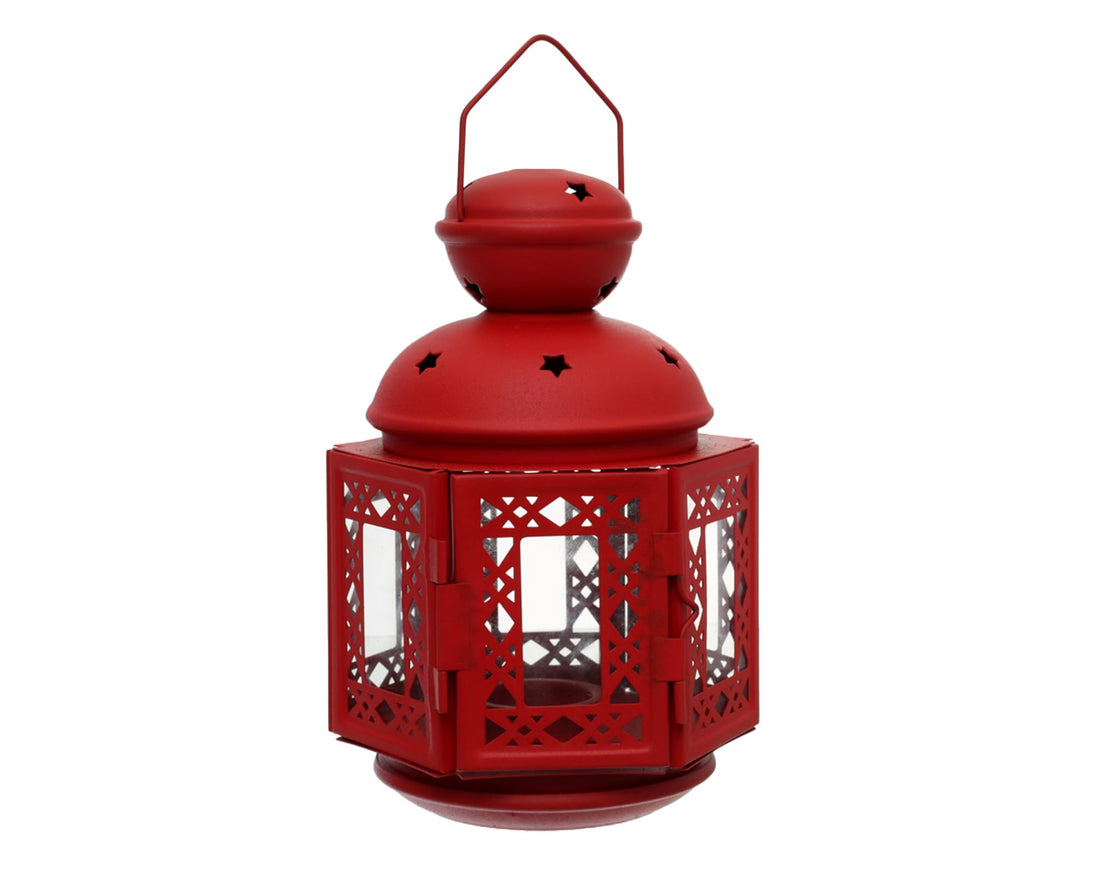 Large Square Lantern Elegant Decorative Lantern with Spacious Square Design, Perfect for Indoor or Outdoor Use Ideal for Candles, LED Lights - Red