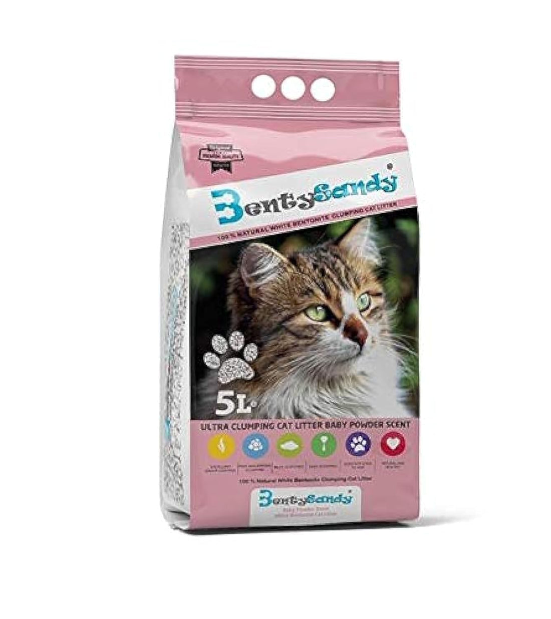 BentySandy Ultra Clumping White Bentonite Cat Litter - Baby Powder Scent