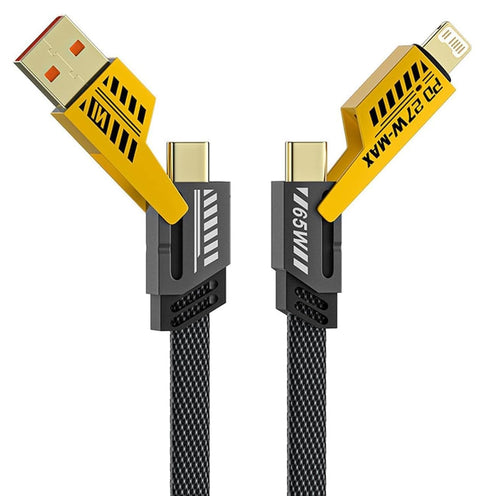 4 in 1 Metal Convertible Fast Charging Data Cable Braided 65W USB C/A Multi Charging Compatible with iPhone/iPad/MacBook Pro/Airpods/Samsung/Android (1.2M)