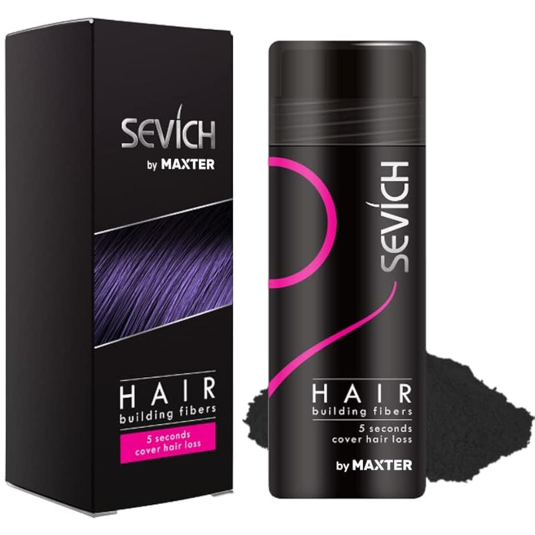 Hair Fibers - Hides Lack of Hair Immediately - 100% Naturally Won Cotton Fiber for Men and Women (Black 25g)