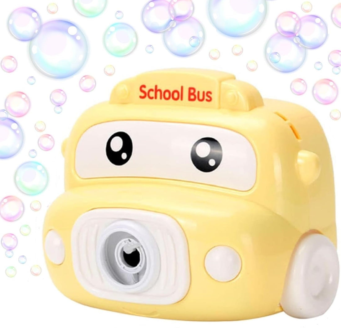TOYS LAND School Bus Bubble Maker Machine with Music & Light, Outdoor Summer Toy for Childern, Party Favors Bubble Blower Toys, Ideal Gift for Kids Boys Girls 3+ Years Old (Yellow)