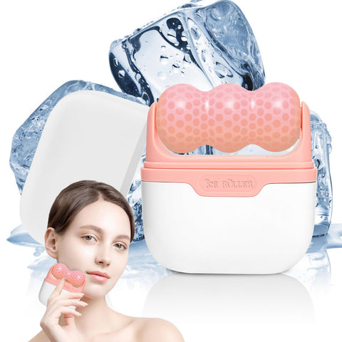 Facials Ice Roller, Ice Roller for Face/Eyes/Neck, 2 IN 1 Roller Massager for Daily Beauty Skin Care, Reduce Puffiness and Relief Migraine, Pain, Ideal Gift for The Special One You Love (#1 PINK)