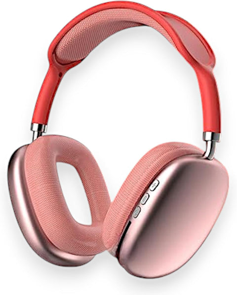 P9 Pro Max Wireless Bluetooth Headphones Over Ear Stereo Gaming Music Headphones Support Memory Card Built-in Microphone, Black, Compatible with Phones and PC (Red)