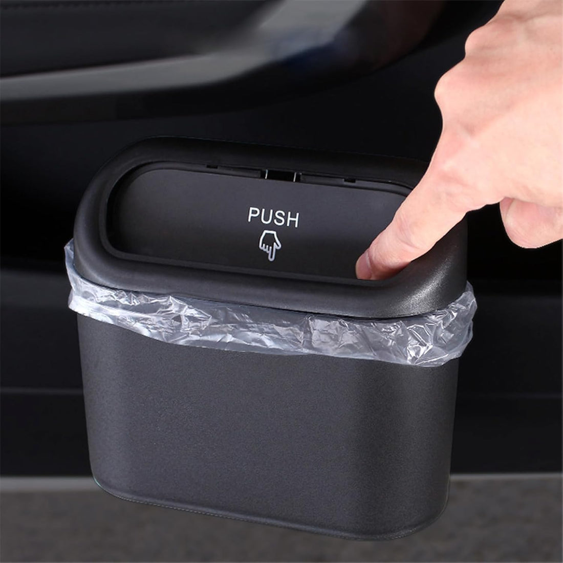 OVA Car Trash Can with Lid – Multifunctional Folding Mini Garbage Bin, Leak-Proof Hanging Organizer for Cars, Homes, and Offices (Black)