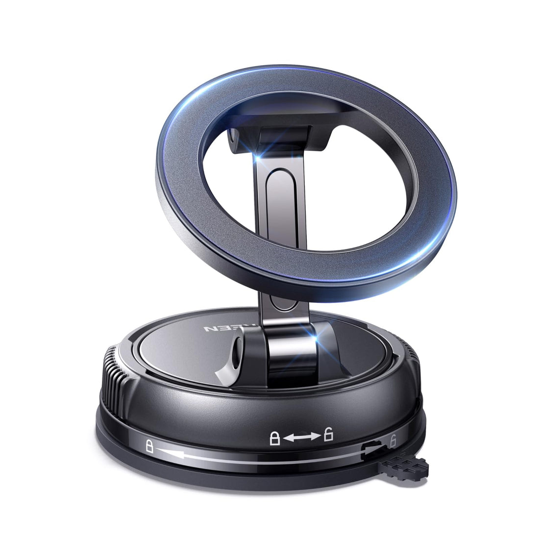 UGREEN Magsafe Car Mount, [22xN55 & 80 LBS] 2500gf Magnetic Phone Holder with Suction Cup, 360° Rotatable Car Phone Holder Compatible with iPhone 16 Pro Max 15 14 13 12, Other with Metal Rings