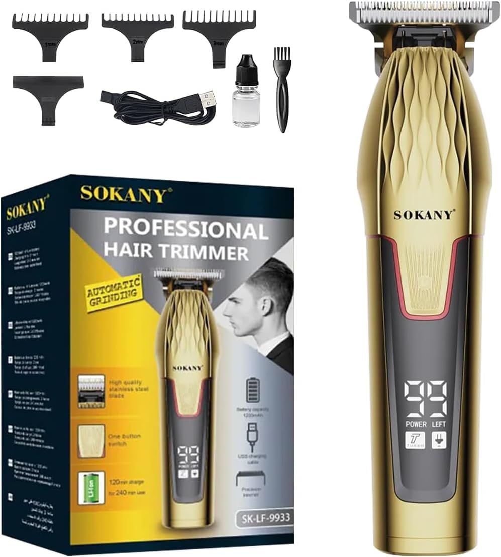 SOKANY Hair Shaver Hair Trimmer Cordless, LCD Display, for Men, Precision Trimming, Stainless Steel Blades, Ergonomic Grip, Easy Clean, Hair Shaver, SK-LF-9933