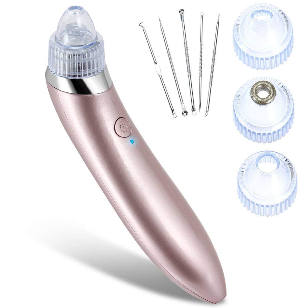 Blackhead Remover Electronic Facial Pore Cleaner Skin Peeling Acne Remover Utilizes Pore Vacuum Comedone Extractor (Rose Gold)