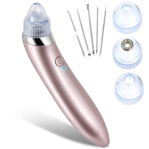 Blackhead Remover Electronic Facial Pore Cleaner Skin Peeling Acne Remover Utilizes Pore Vacuum Comedone Extractor (Rose Gold)