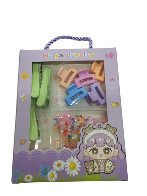 Kids Hair Ties Set in Gift Box – Assorted Girls Hair Accessories in Multiple Colors – Soft & Firm Rubber Clips & Ties, Suitable for Daily Use and Occasions (Shape 5)