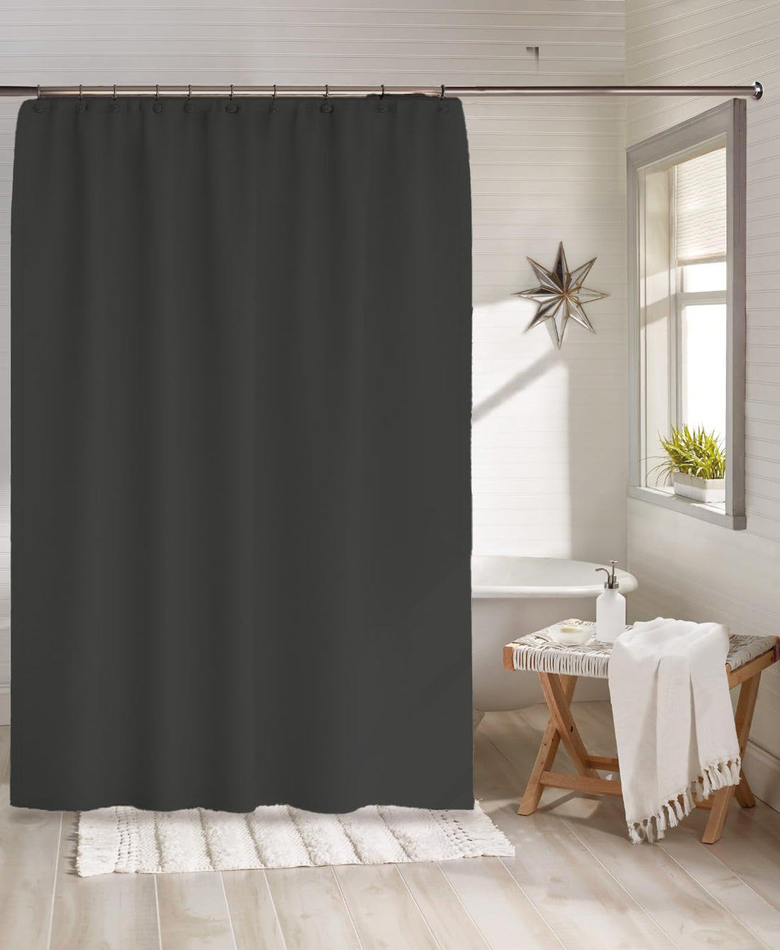 Eleven Group_Shower Curtain_Black water proof 200 CM Length *280 CM width with 12 Hooks