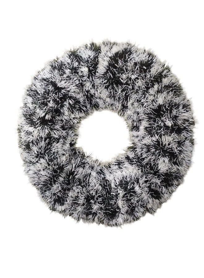 Beautiful Artificial Green Wreath Elegant 60cm Dark Green/Icy - Corona Wreath for Front Door & Wall