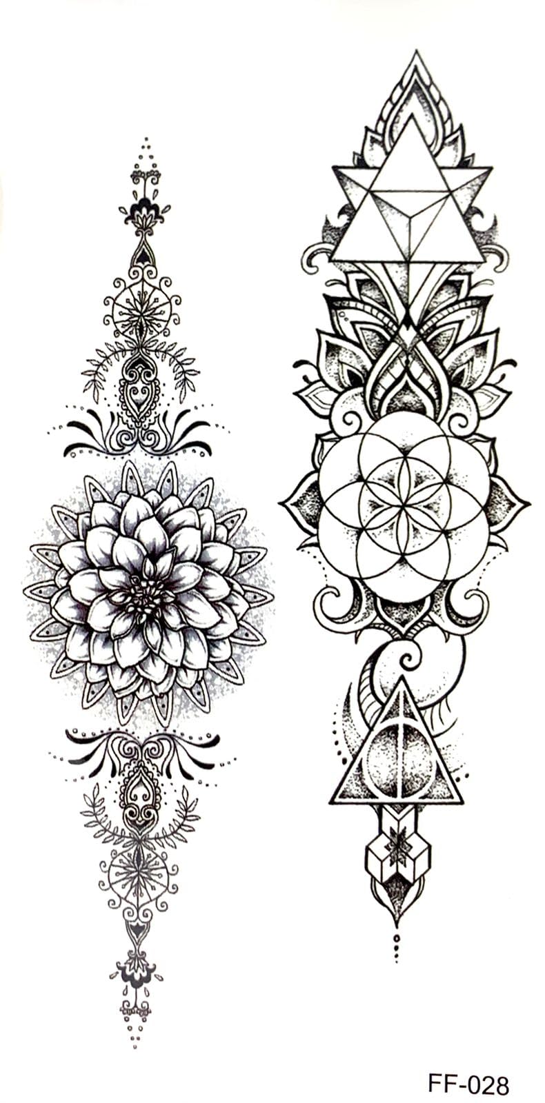 Tattoo Tech, 1 Sheet Medium Semi Permanent Tattoo21*12cm, Adult Art Design Temporary Tattoos, Lasts 1-2 Weeks, Waterproof, Realistic Look, No Adhesive, No Reflection-BLUE (FF-28)