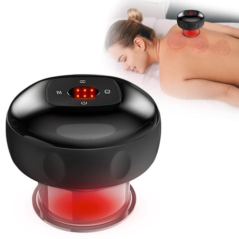 Electric Cupping Set, Smart Red Light Therapy Machine 12 Gears Vacuum Massager Rechargeable Gua Sha Set Back Neck Massager(Black), 1.0 count