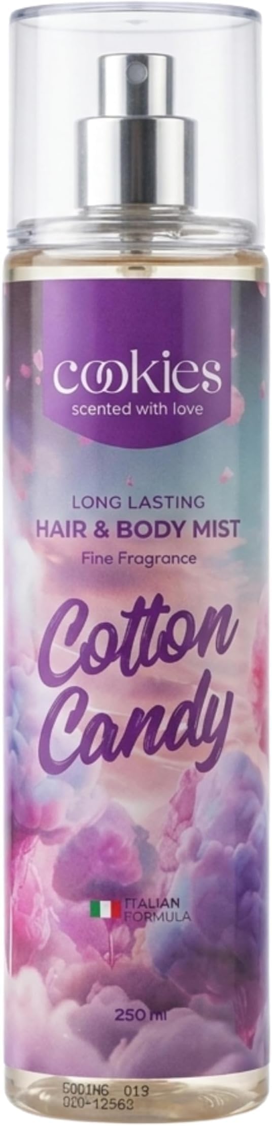 Cookies Cotton Candy Hair and Body Mist 250 ml | Long Lasting Sweet Fruity Scent with Vanilla Caramel | Fragrance Spray for Women | Premium Italian Formula