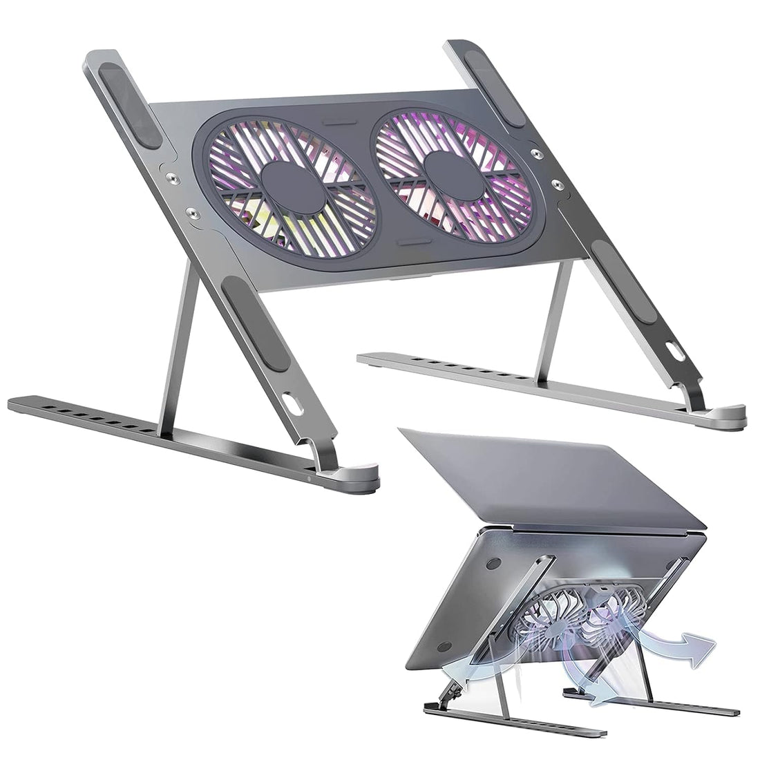 Monstake Laptop Cooling Pad with 2 Quiet Fans, Aluminum Alloy Stand for 9-16" Laptops, MacBook, Dell, HP, Lenovo & More
