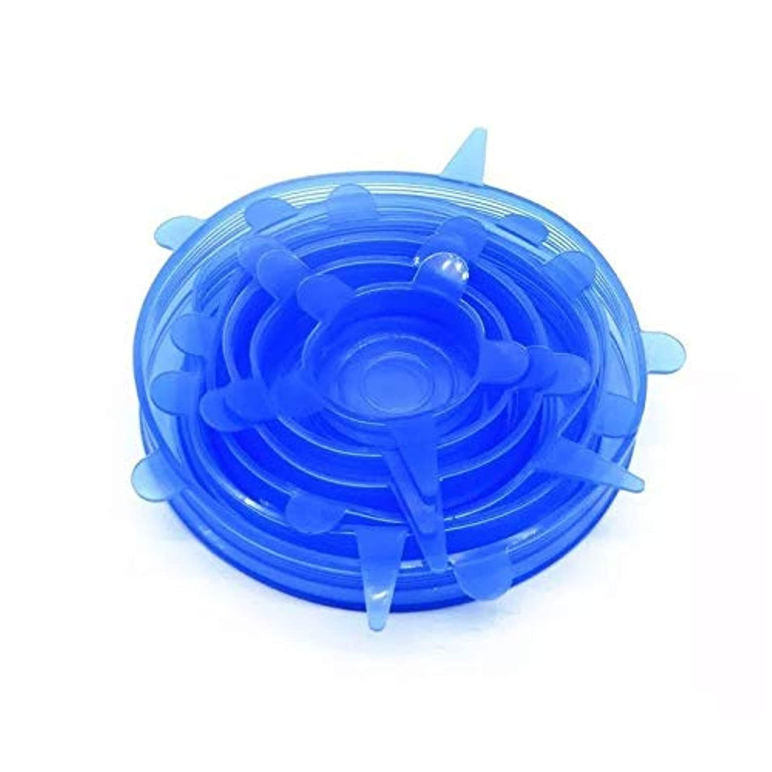 Reusable Silicone Stretch Set of 6 Lids For Bowl Cup Pot Pan Plate Dish Fruit Vegetable Covers Flexible Cooking Seal Microwave Mugs Lids Apply to All Kinds of Food Storage Container (Blue)