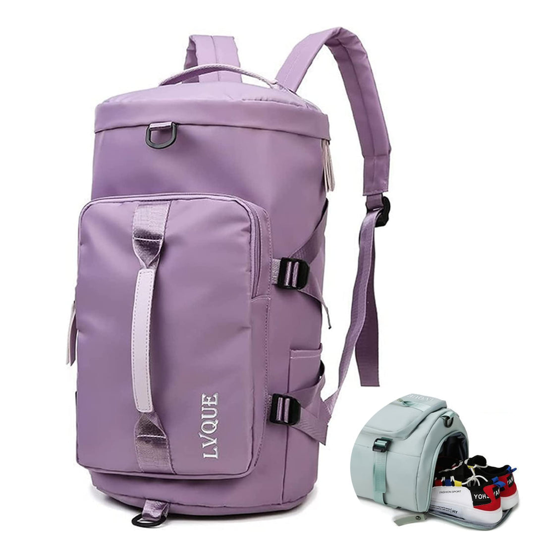 Lvque Oxford Travel Casual Sports Backpack For Women Men, 28.7 L Casual Gym Backpack With Shoes Compartment, Purple, Large