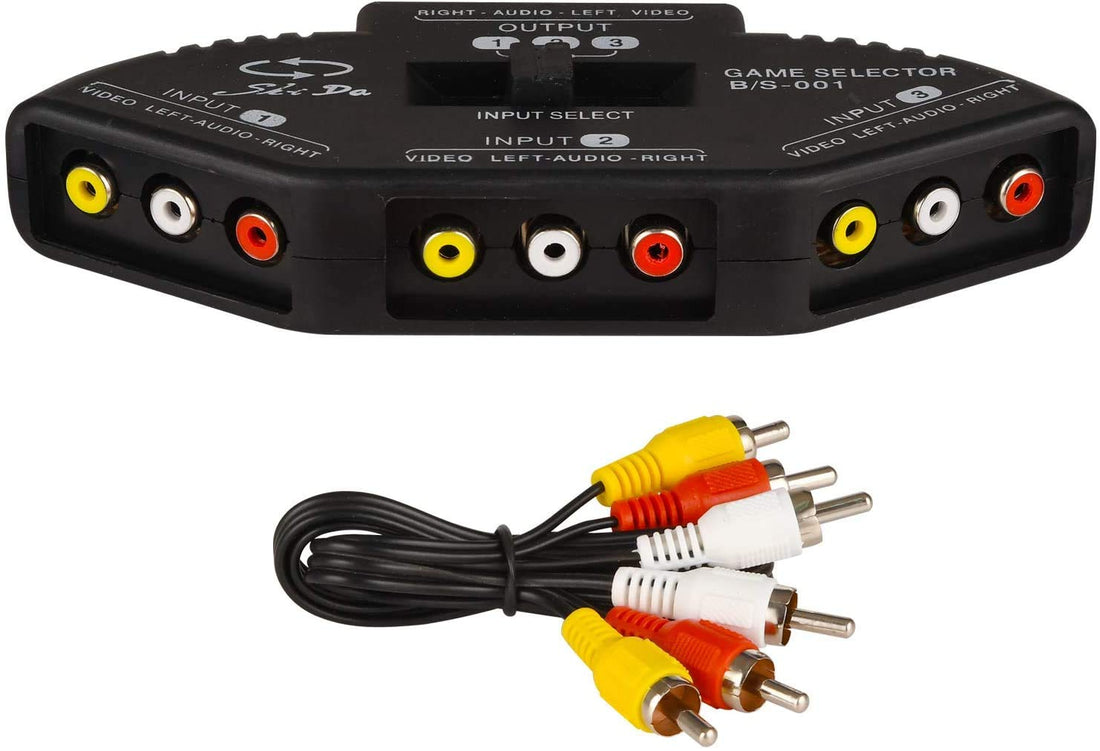 3 in One Out Audio Video Signal AV RCA Switch Switcher Selector Box Converter Splitter
