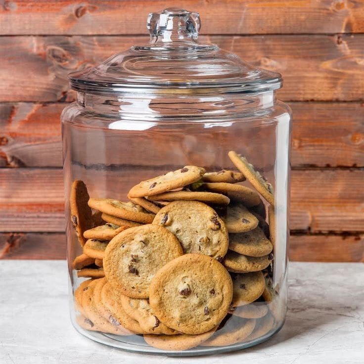 Generic Glass Cookie Jar with Lid, Large Storage Container, 1000 ml Capacity, Clear Glass .db