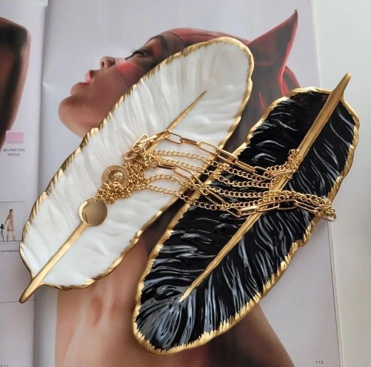 Decorative Feather for Accessories and Jewelry Holder for Candles and Keys /2 Pieces (2)