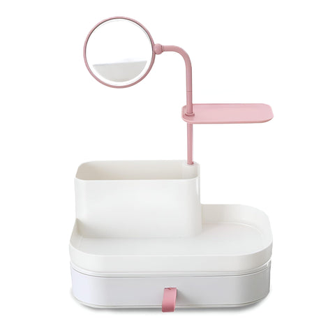Makeup Organizer - Stylish Clear Plastic with Mirror, Large Capacity for Cosmetics and Accessories, Perfect for Professional & Home Use, Durable and Lightweight
