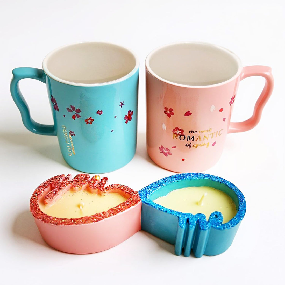 Ceramic Coffee Mugs Set of 2 300ml Large Porcelain Ceramic Mugs Dishwasher Safe with Decor - Unique and Amazing Gift for Valentine's Day or Mother's Day, Birthdays and Special Occasions (Infinity)