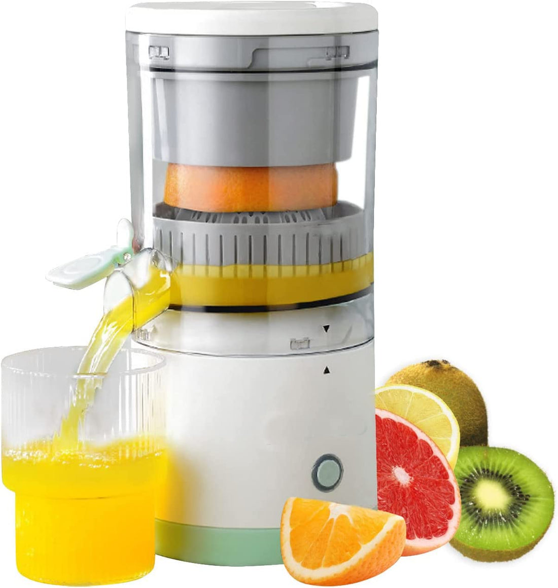 Sagrach Manual Electric Citrus Juicer | Automatic Lime Lemon Squeezer Fruit Machine For Kitchen | Rechargeable Hands-Free Masticating Orange Juicer With USB Cable | Citrus Juice Extractor Blender