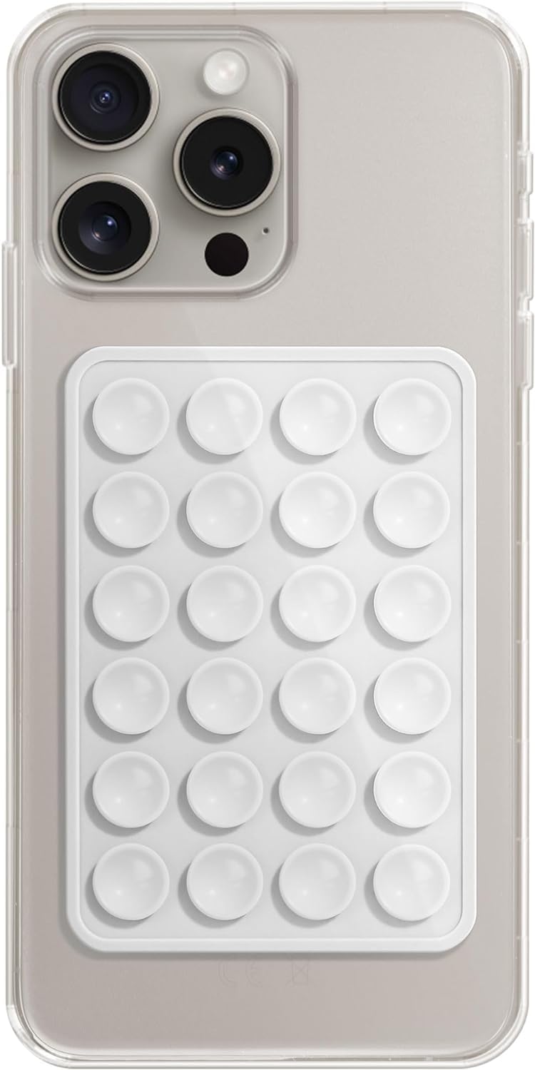 Silicone Phone Sticky Grip,Hands-Free Sticky Cell Phone Grip,Suction Phone Case Mount for iPhone and Android,Mobile Mirror Holder Selfies and Videos (White)