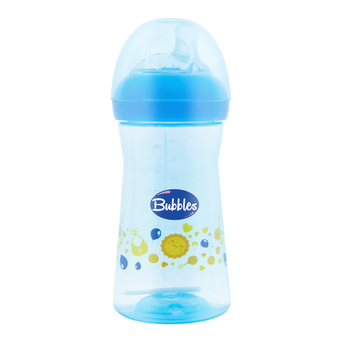 Bubbles Natural Feeding Bottle with Angled Nipple - Light Blue 280 ml