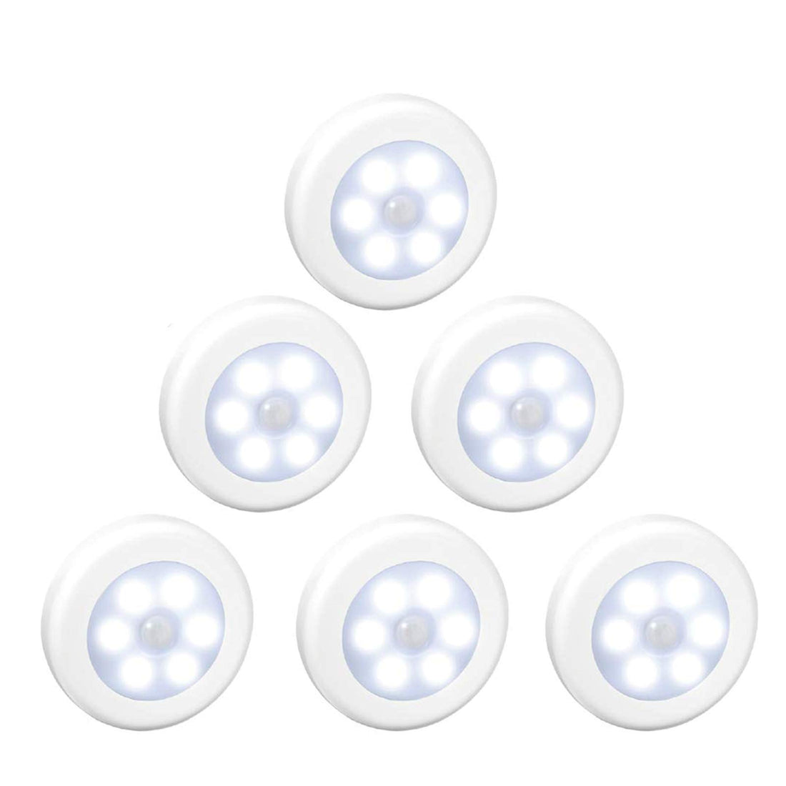 WRalwaysLX Wireless Motion Sensor LED Cabinet Light Stick-Anywhere Nightlight for Stairs Hallway,Closet,Kitchen, Bedroom (009 6pcs Cool Light- White Shell)