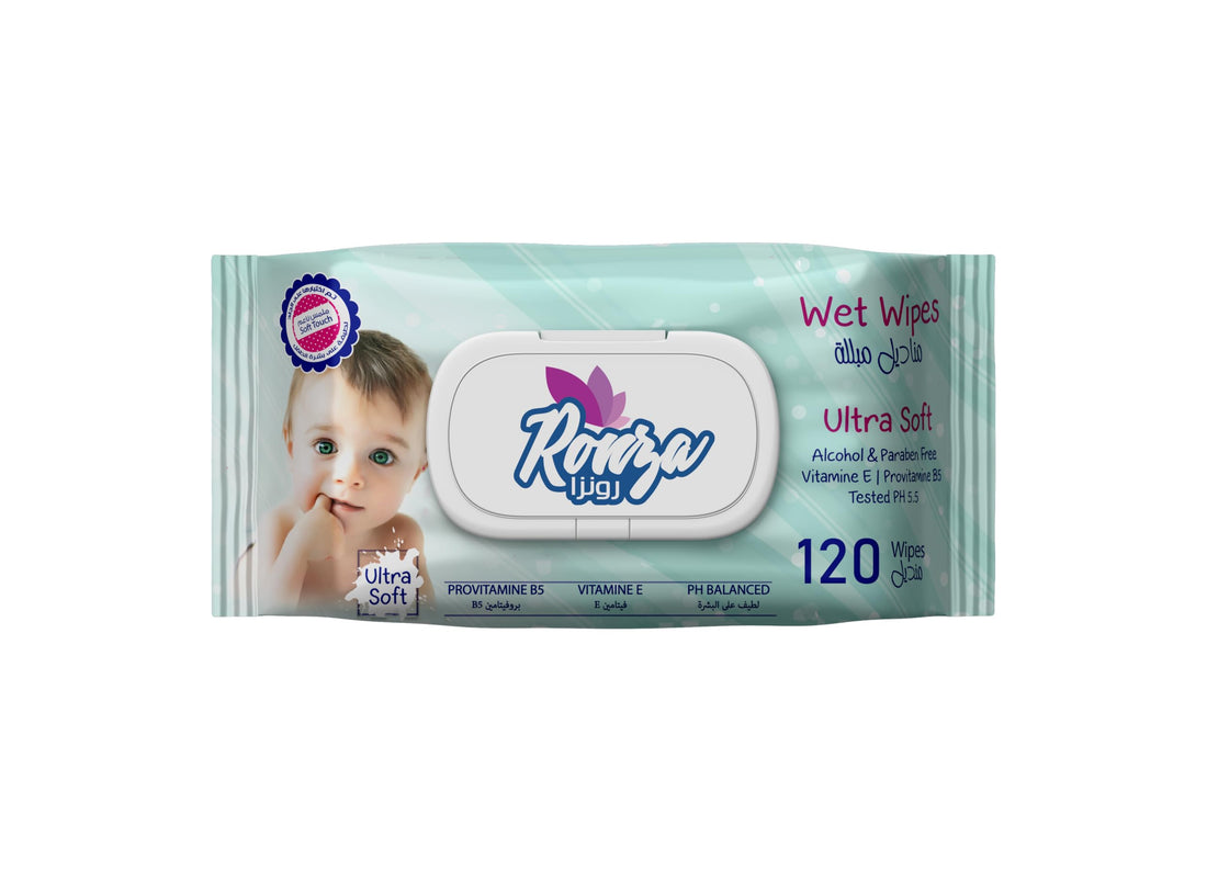 Ronza Baby Wipes 120 Wipes - Wet - Contains Vitamin E