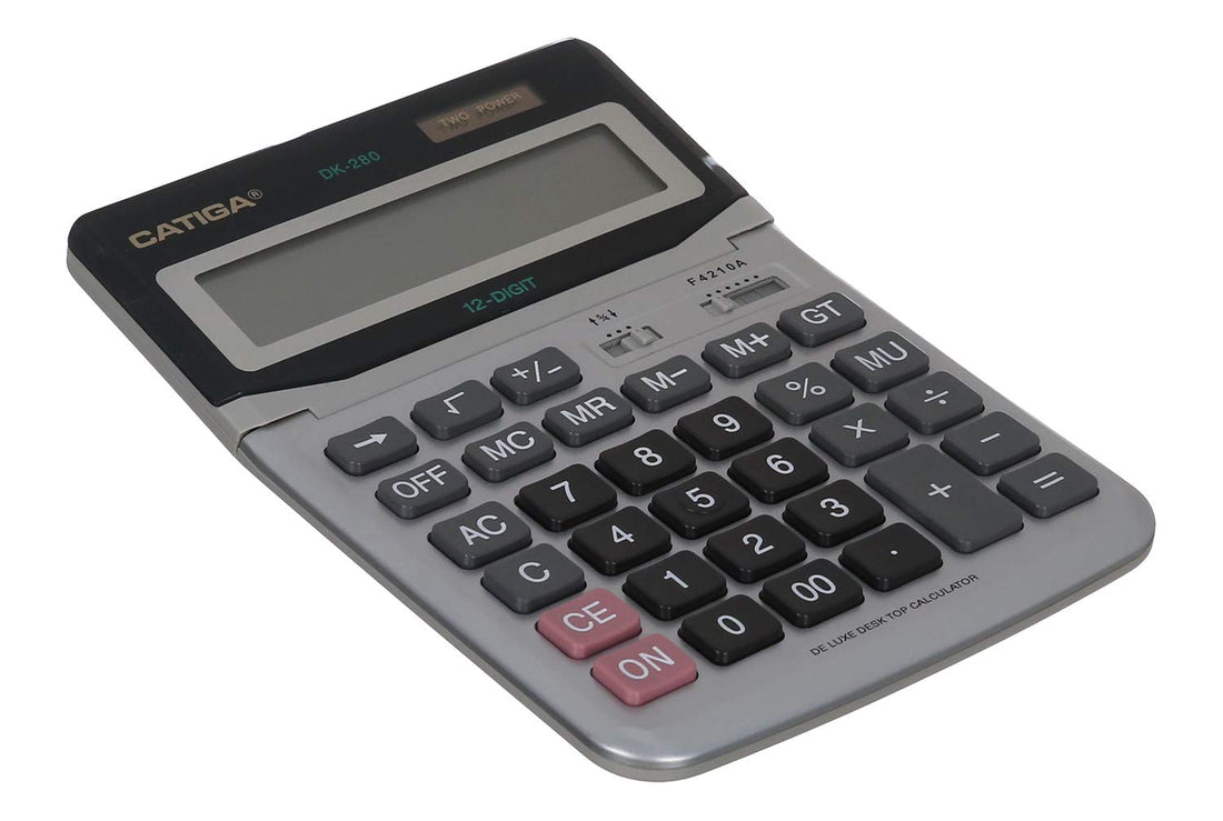 Catiga dk-280 electronic calculator two power and 12 digits with plastic keys for office and school - multi colour