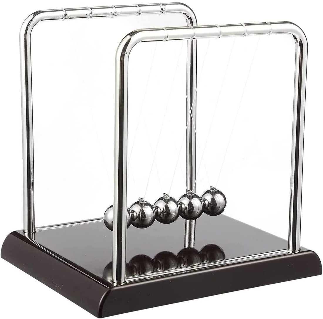 Newtons Cradle Balance Balls, Swinging Balls with Dark Mahogany Wooden Base Perpetual Motion Desk Toy,Science Physics Toy,Kinetic Motion Toy for Home and Balance Pendulum