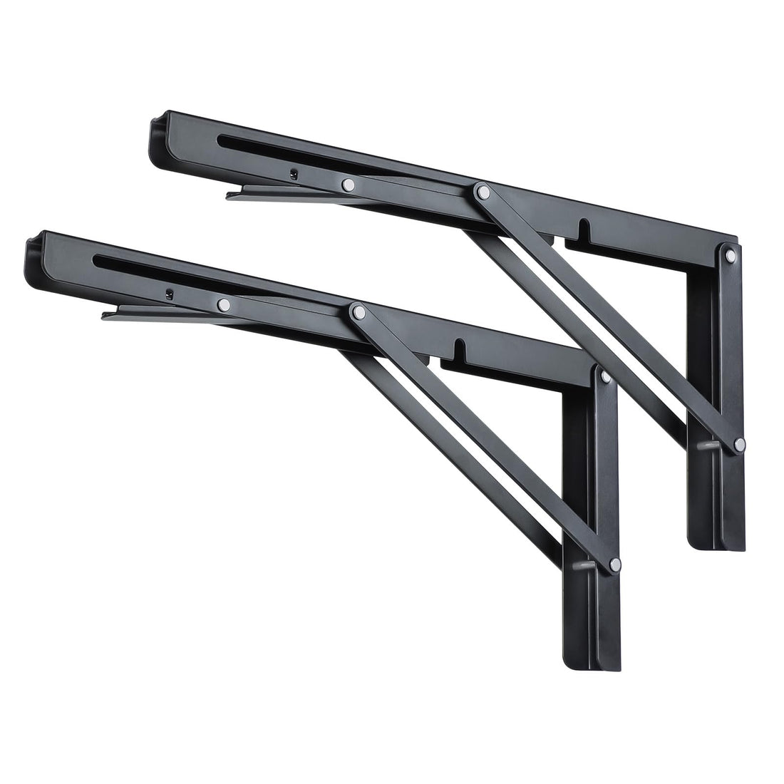 Toirxarn 8 Inch Folding Shelf Brackets - Heavy Duty Stainless Steel, Collapsible Shelf Bracket for Wall Mounted Desk, Foldable Countertop Extension, Workbench DIY - Pack of 2, Max Load: 330lb