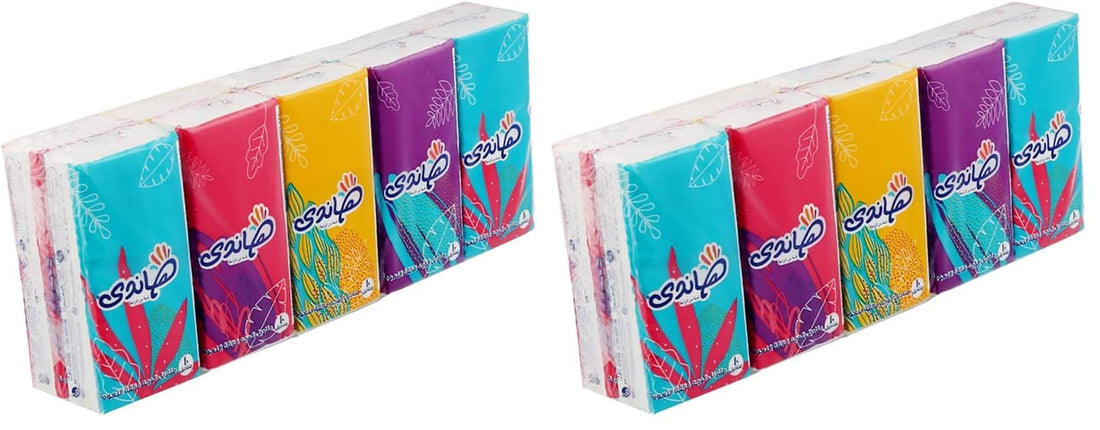 Handy pocket tissue, 10 pieces-multi color (Pack of 2)