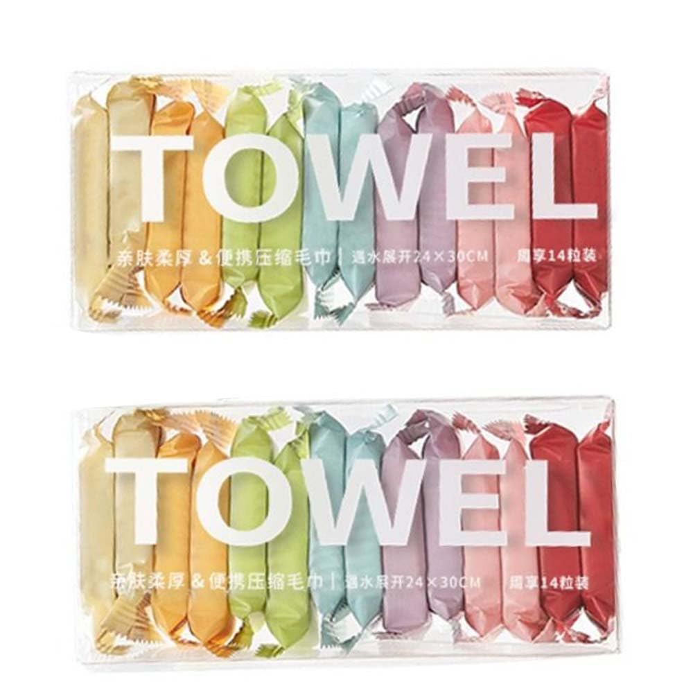 Face Towel 14Pcs Quick Drying Thickened Non-Woven Fabric Water Wet Wipe Makeup Remover Disposable Compressed Towel Travel