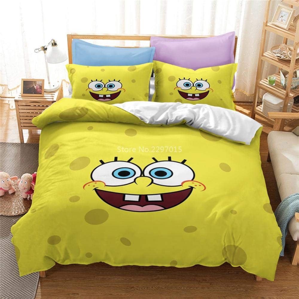 Duvet Cover Bedding Set Easy Care Microfiber Duvet Set Single 135X200 Cmyellow Cartoon Emoticon 3 Pcs Quilt Cover Set With Zipper Closure With 2 Pillowcases Soft For Kids Adults