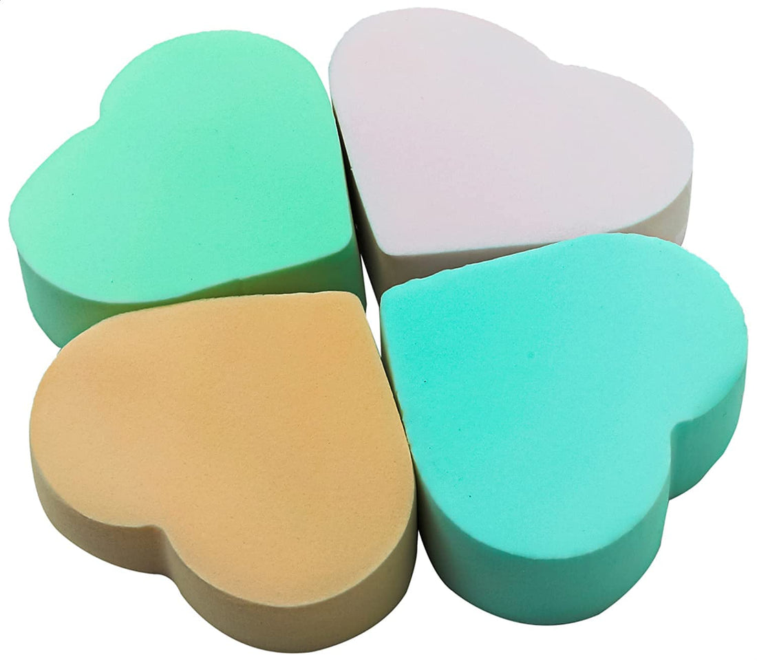 Sonata heart shaped makeup sponge set, 4 pieces - multi color