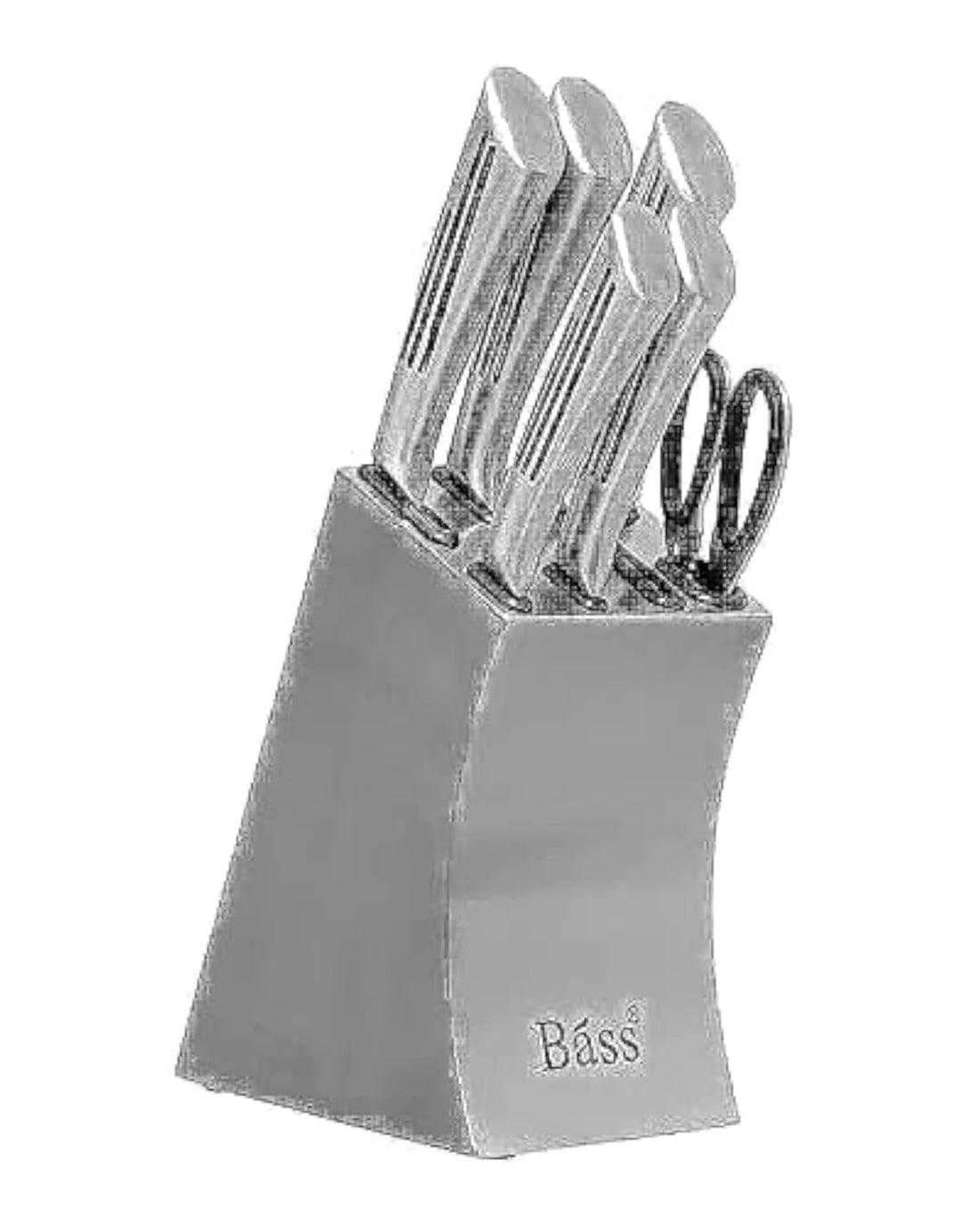 Stainless Knife Set with Stand (Black,7 Piece)