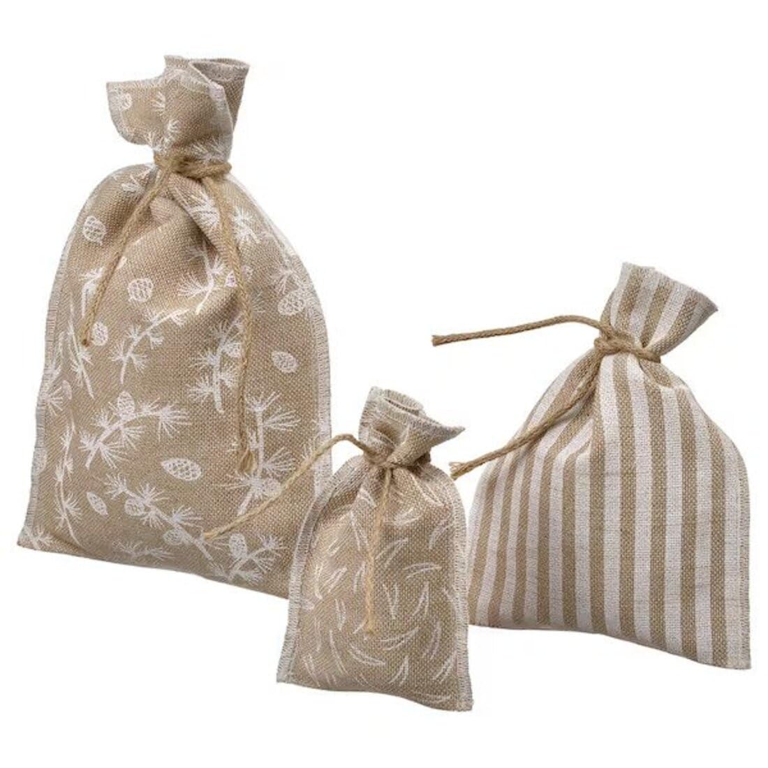 Digital Shoppy VINTERFINT Gift bag, set of 3, mixed patterns/jute natural