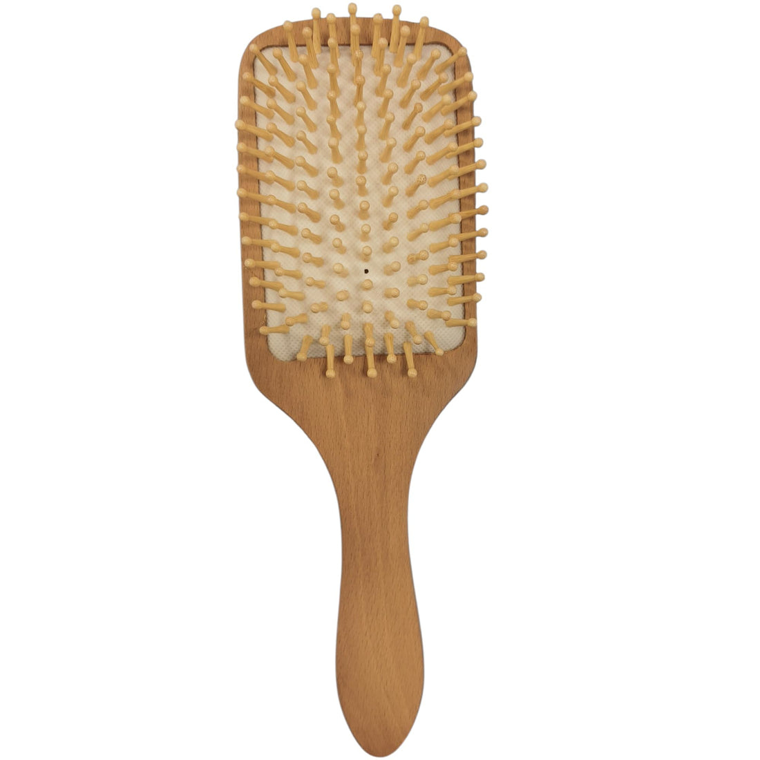 Wooden Paddle Hair Brush with Cushion Base, Natural Wood Handle, Ball-Tipped Pins for Detangling