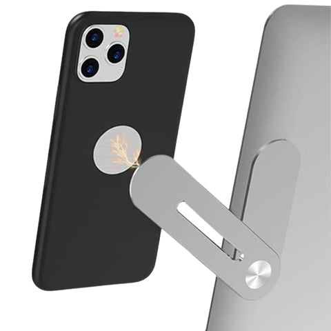 Aporia International - Stick on Laptop Invisible Foldable Side Arm Magnetic Phone Holder Mount for Computer | Instant 2nd Monitor Mobile Solution | Aluminum Alloy with Strong Magnet