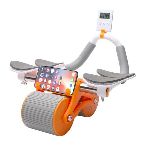 Ab Wheel - Automatic Rebound Roller with Dual Elbow Support and Built-in Timer for Effective Core Strengthening, Home Gym Fitness Equipment for Men and Women to Build Strong Abs Safely