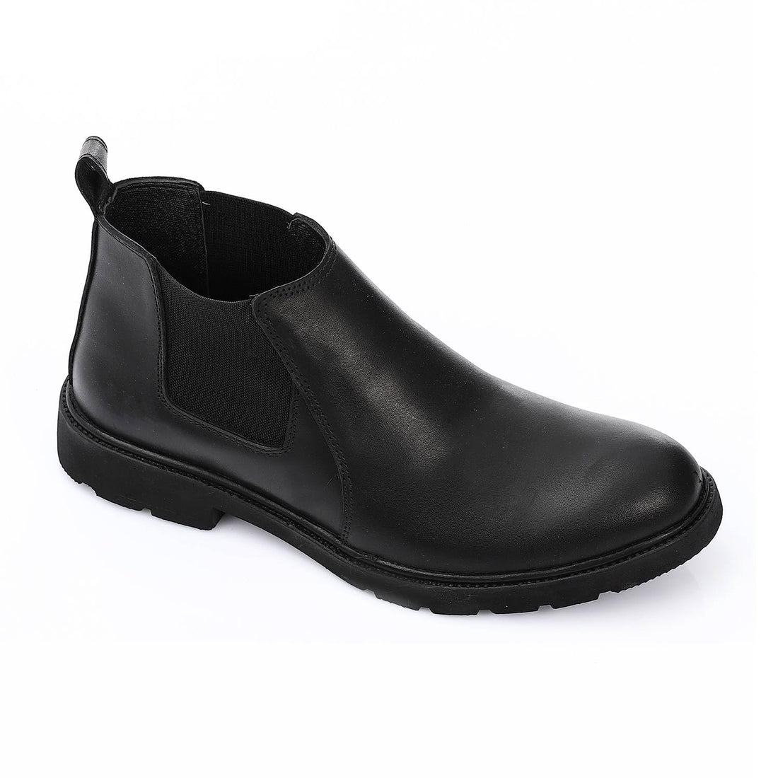 Men's Half Boots Casual Soft Leather Black | Comfortable Side Elastic Chelsea Boots with Slip Resistant Fashion Design | Perfect for Winter and Daily Occasions