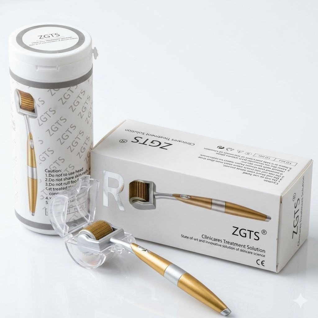 Derma Roller Professional Gold Plated 192 Needles Titanium Alloy Derma Roller Skin Care Tool Designed for Home Use (1mm)