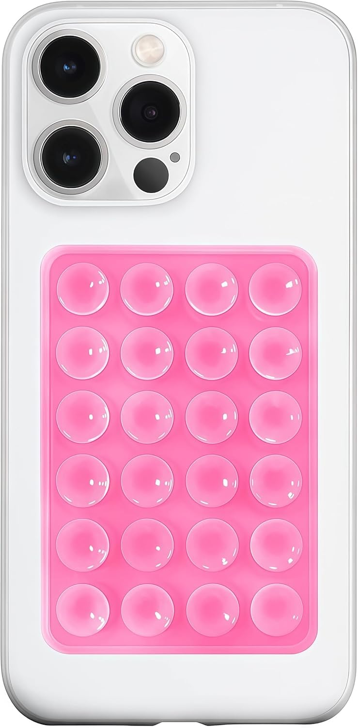 Fekra Silicone Suction Phone Case Mount, Silicon Adhesive Smartphones Stand Sticky, Hands-Free Phone Accessories Holder for Selfies and Videos (F_pink)