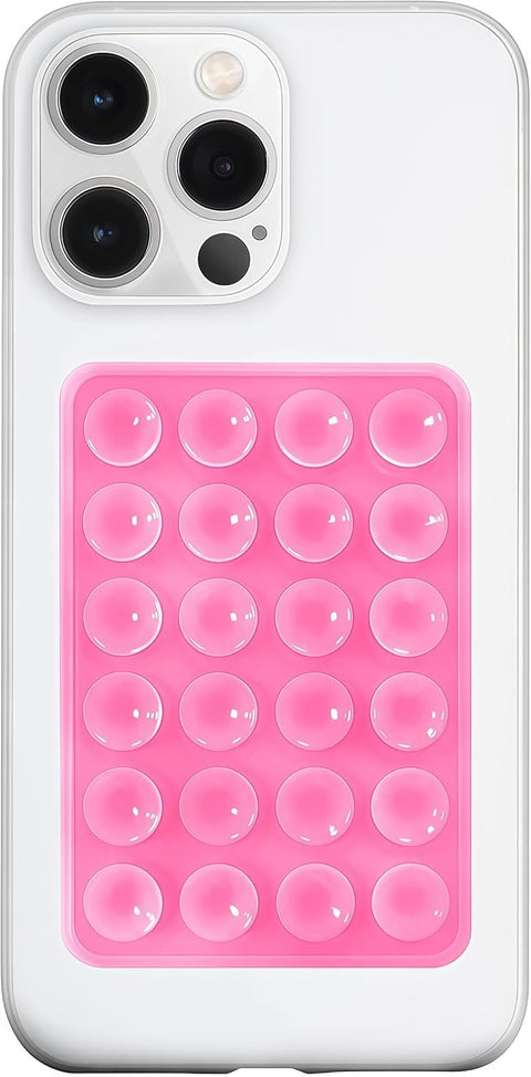 Fekra Silicone Suction Phone Case Mount, Silicon Adhesive Smartphones Stand Sticky, Hands-Free Phone Accessories Holder for Selfies and Videos (F_pink)