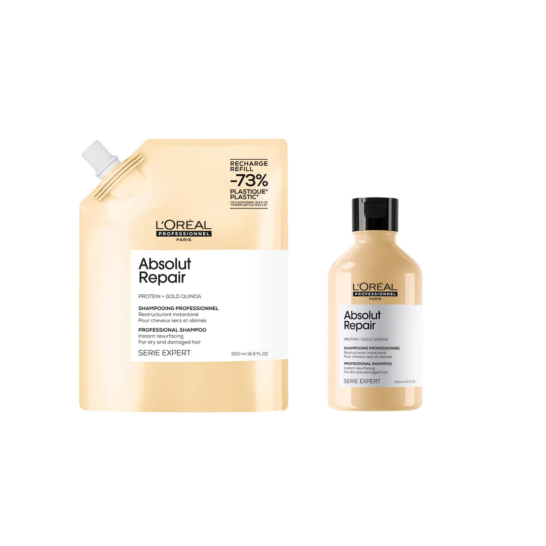 L’Oréal Professionnel Absolut Repair Gold Duo Bundle - Shampoo bottle + Refill pack
