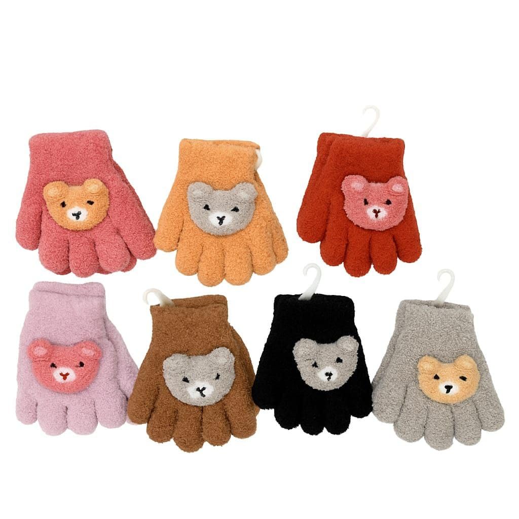 Winter and Cold Weather Fur Gloves - Unisex Baby Lovely Bear Shape